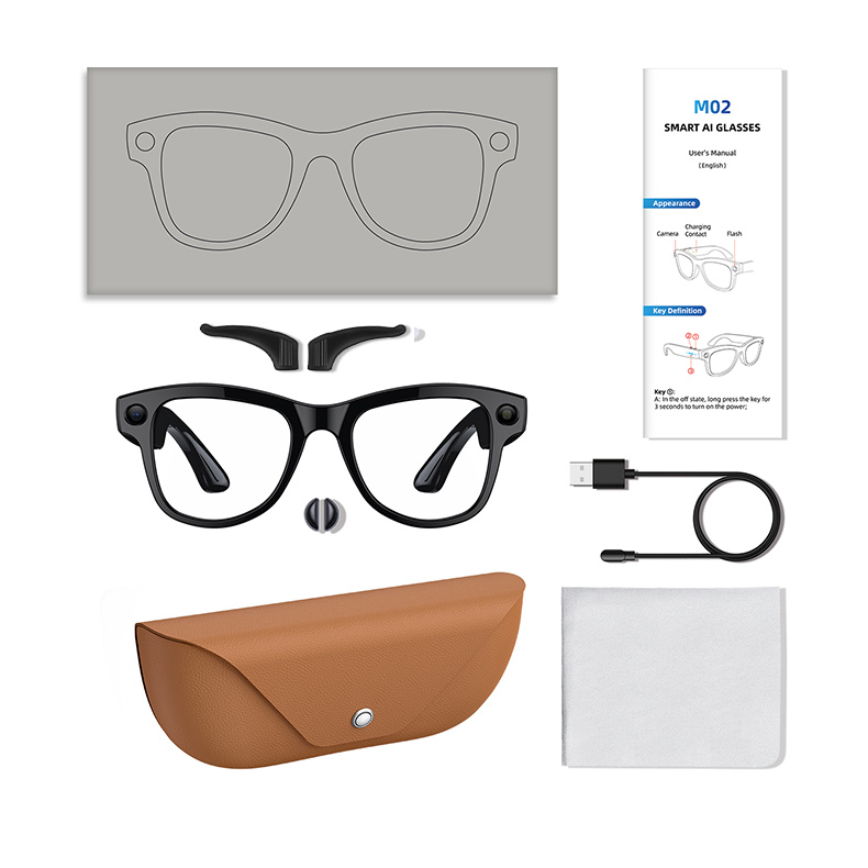 M02X 8MP camera anti-shake WiFi smart AI glasses with ChatGPT voice assistant