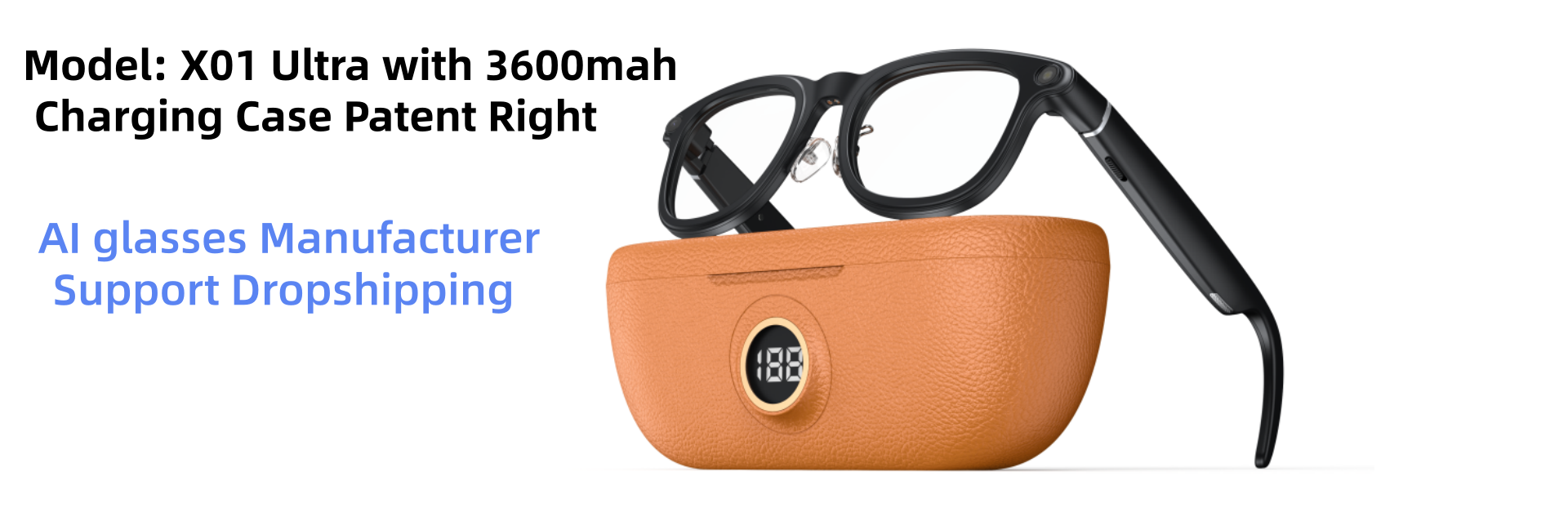 X01 smart AI glasses with charging case and voice assistant